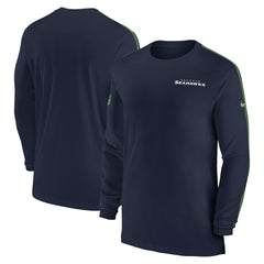 Seattle Seahawks Sideline Coach UV Performance Long Sleeve T-Shirt College Navy