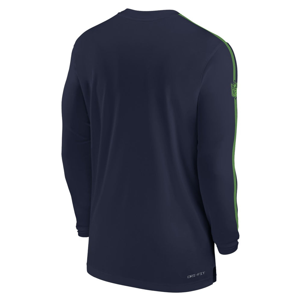 Seattle Seahawks Sideline Coach UV Performance Long Sleeve T-Shirt College Navy