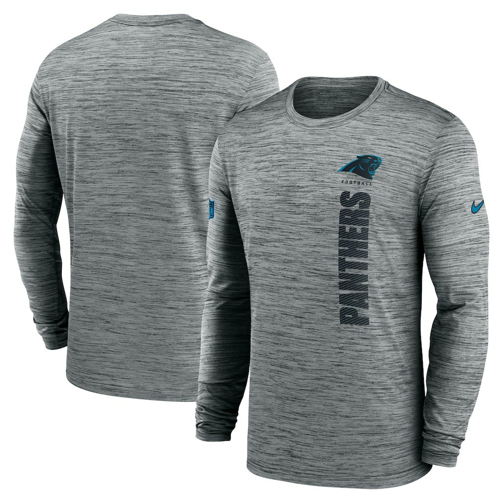 Carolina Panthers Sideline Velocity Dri-FIT Long Sleeve T-Shirt Gray