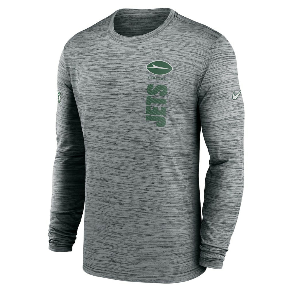 New York Jets Sideline Velocity Dri-FIT Long Sleeve T-Shirt Gray