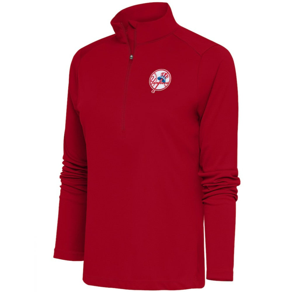 New York Yankees Antigua Women's Cooperstown Tribute Half-Zip Pullover Top - Red Pullover