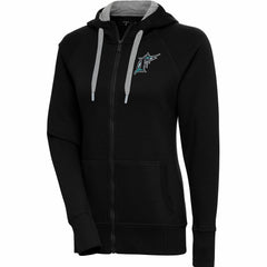 Florida Marlins Antigua Women's Cooperstown Collection Victory Raglan Full-Zip Hoodie - Black Hoodies