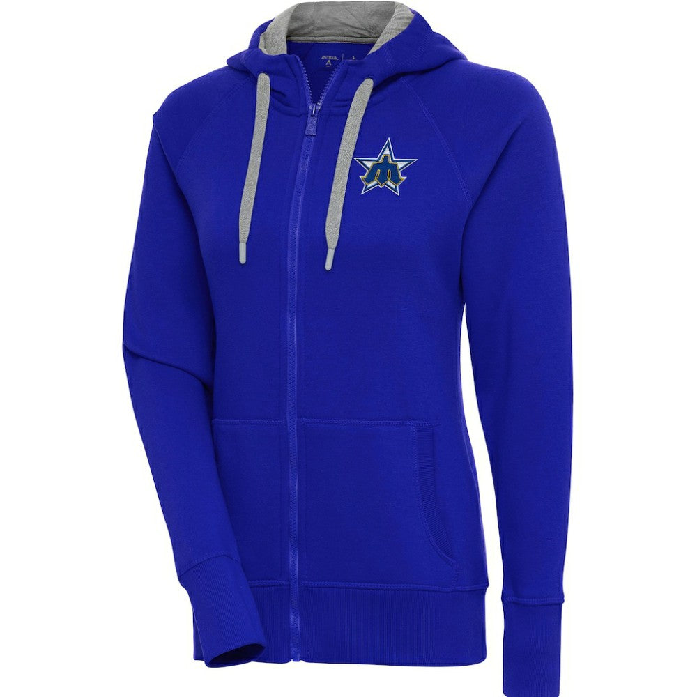 Seattle Mariners Antigua Women's Cooperstown Victory Full-Zip Hoodie - Royal Hoodies