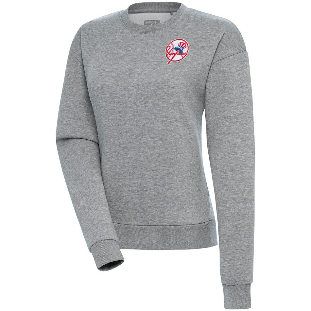 New York Yankees Antigua Women's Cooperstown Victory Crewneck Pullover Sweatshirt - Heather Gray Pullover