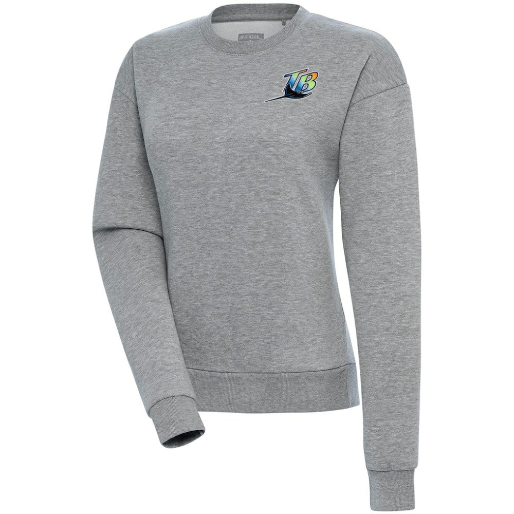 Tampa Bay Rays Antigua Women's Cooperstown Victory Crewneck Pullover Sweatshirt - Heather Gray Pullover