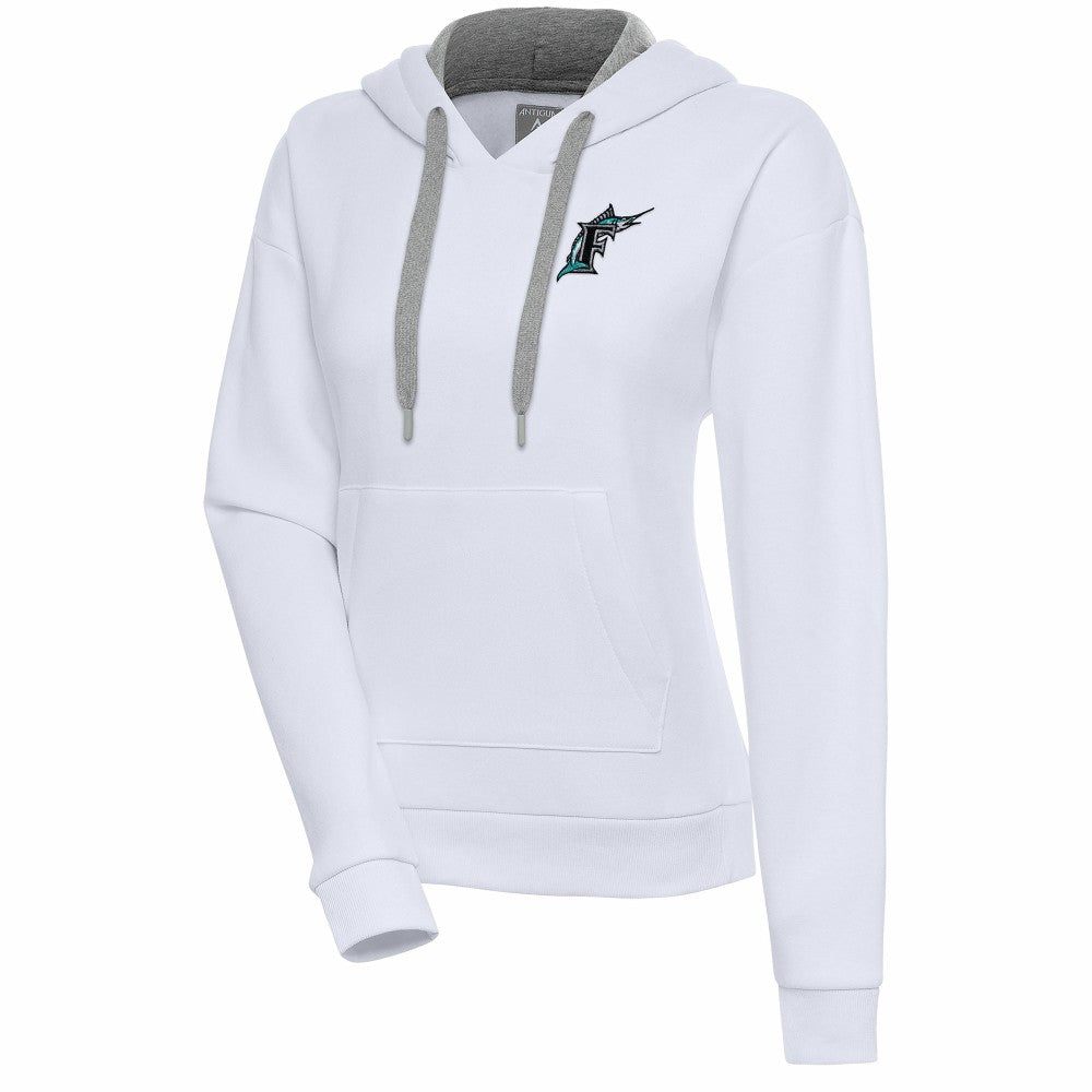 Florida Marlins Antigua Women's Cooperstown Victory Pullover Hoodie - White Hoodies