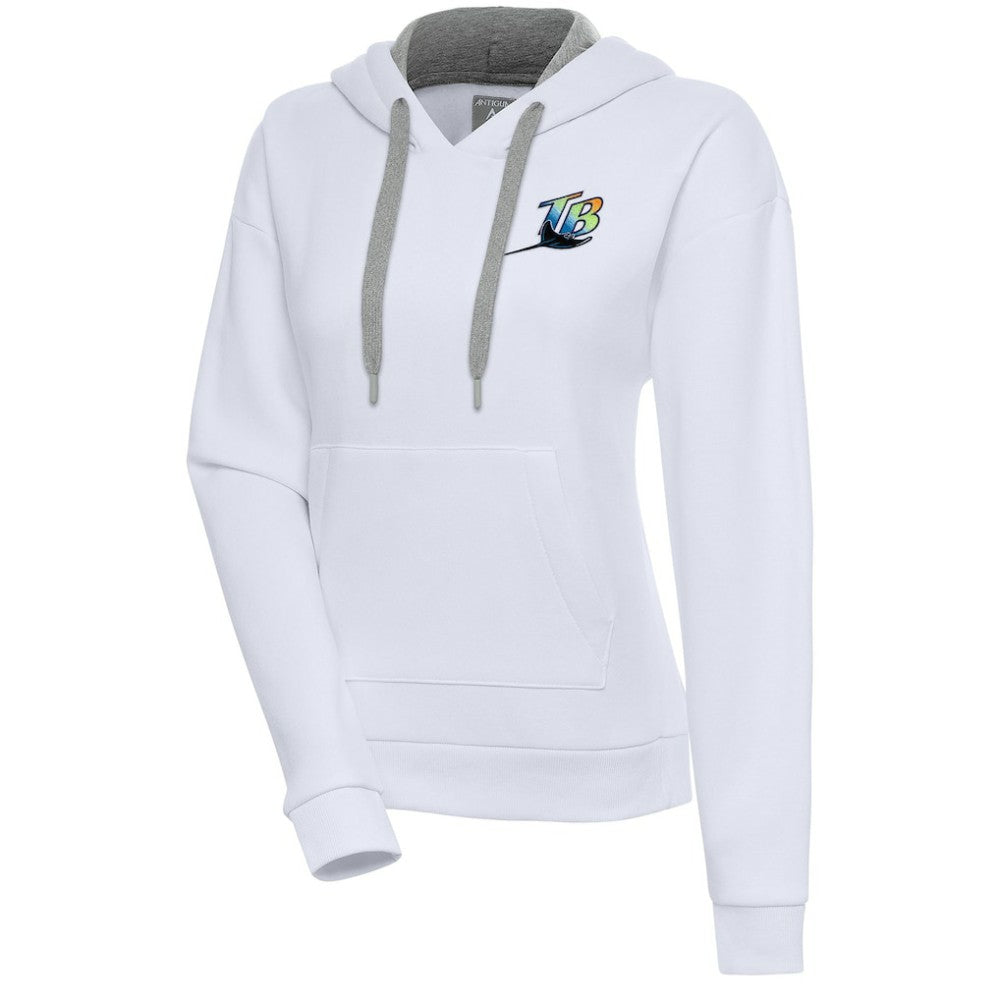 Tampa Bay Rays Antigua Women's Cooperstown Victory Pullover Hoodie - White Hoodies