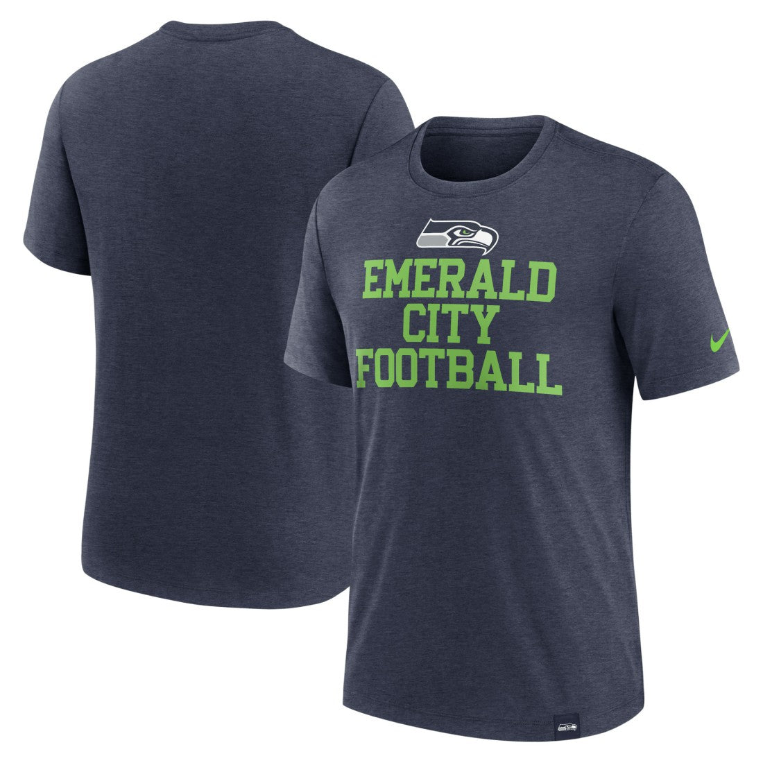Seattle Seahawks Blitz Tri-Blend T-Shirt Heather College Navy