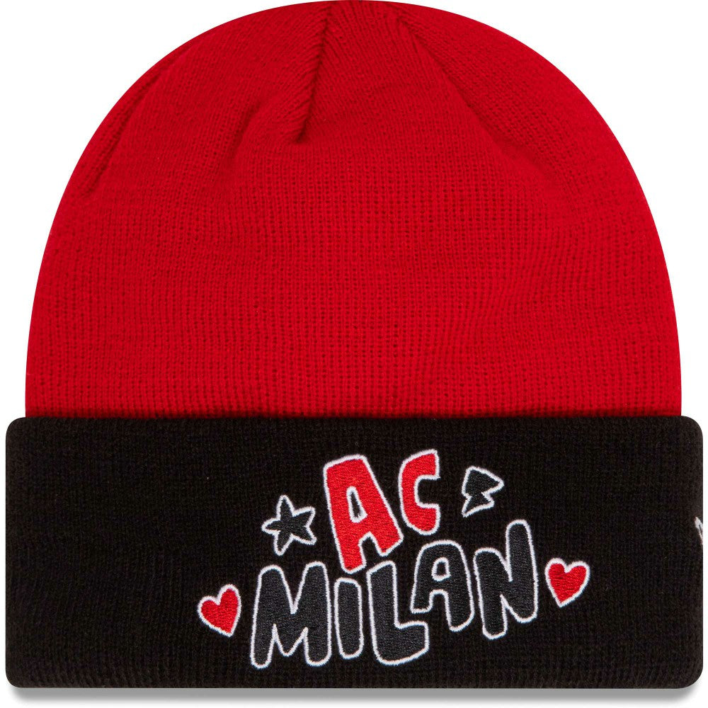 AC Milan New Era Youth Wordmark Cuffed Knit Hat Red