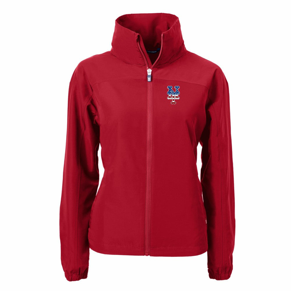 New York Mets Cutter & Buck Women's Charter Eco Recycled Full-Zip Jacket - Red Jackets