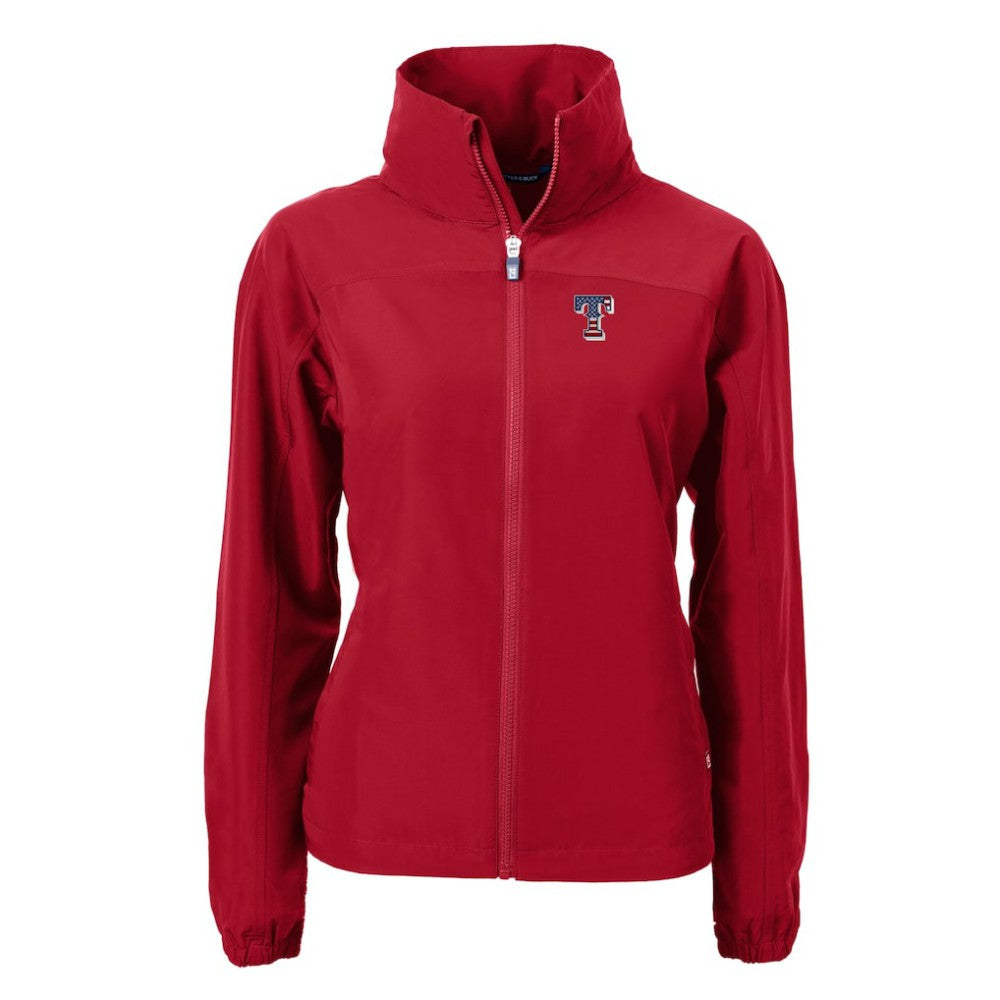 Texas Rangers Cutter & Buck Women's Charter Eco Recycled Full-Zip Jacket - Red Jackets
