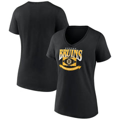 NHL Boston Bruins Women's Slapshot V-Neck T-Shirt - Black
