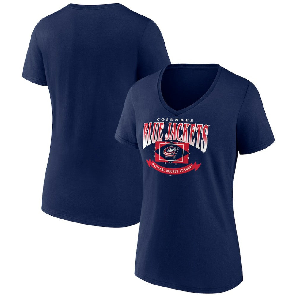 NHL Columbus Blue Jackets Women's Slapshot V-Neck T-Shirt - Navy
