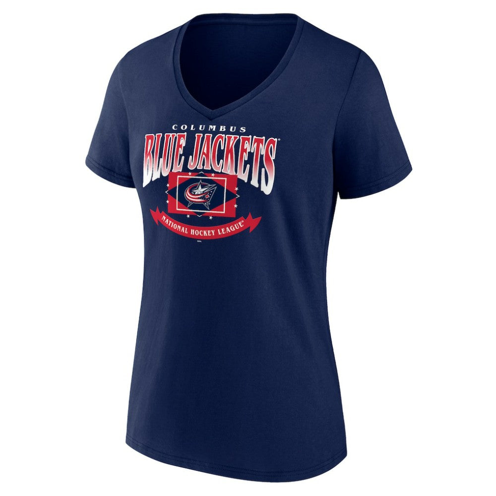 NHL Columbus Blue Jackets Women's Slapshot V-Neck T-Shirt - Navy