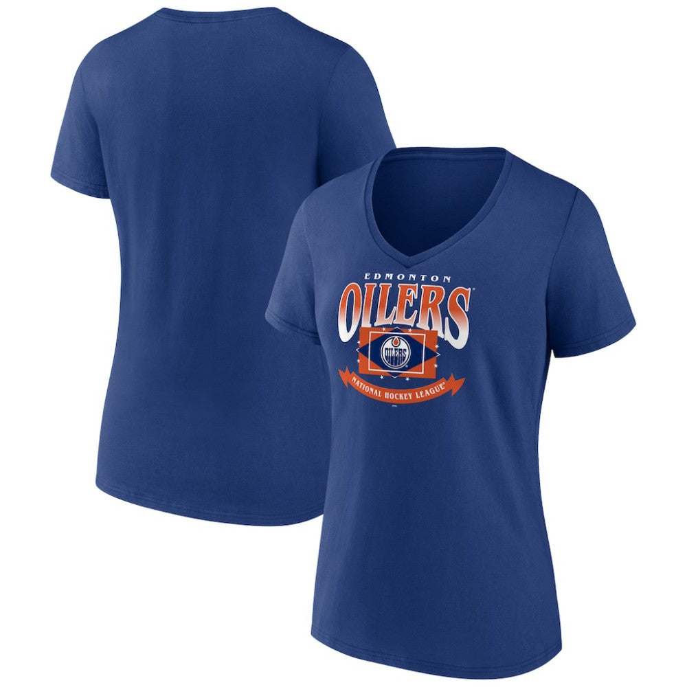NHL Edmonton Oilers Women's Slapshot V-Neck T-Shirt - Navy