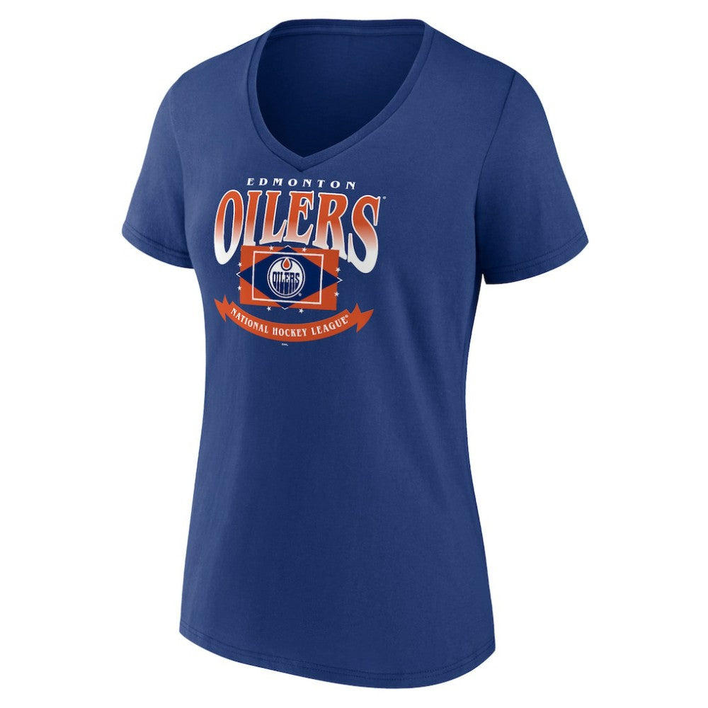 NHL Edmonton Oilers Women's Slapshot V-Neck T-Shirt - Navy
