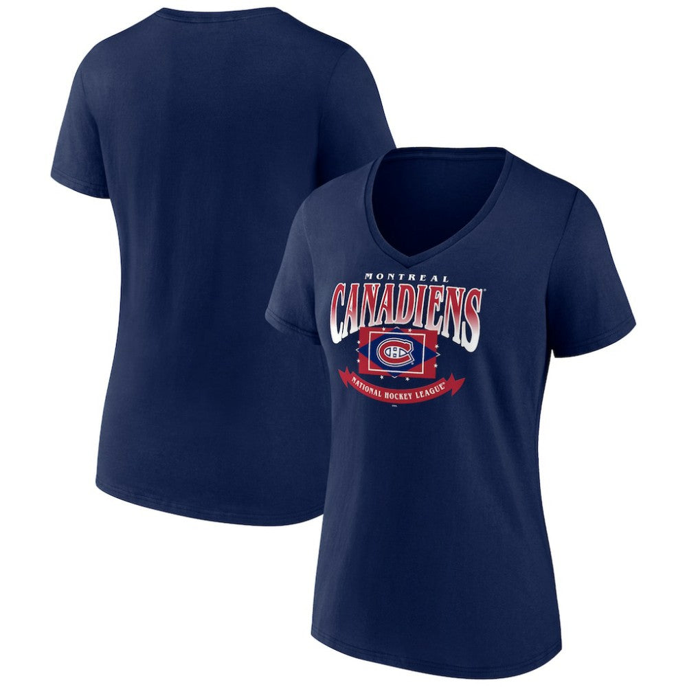 NHL Montreal Canadiens Women's Slapshot V-Neck T-Shirt - Navy