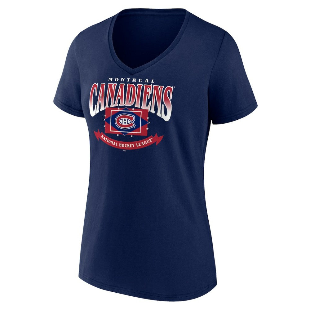 NHL Montreal Canadiens Women's Slapshot V-Neck T-Shirt - Navy