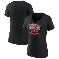 NHL Ottawa Senators Women's Slapshot V-Neck T-Shirt - Black