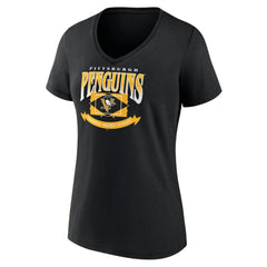 NHL Pittsburgh Penguins Women's Slapshot V-Neck T-Shirt - Black