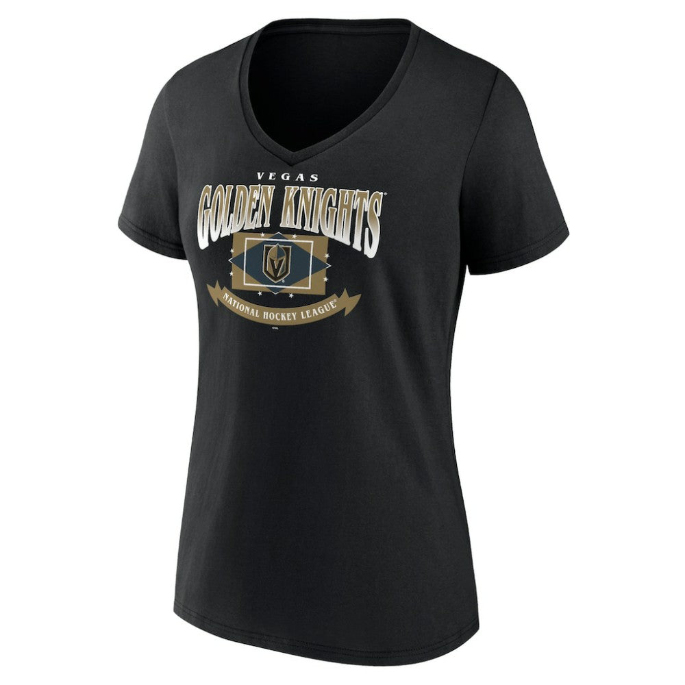 NHL Vegas Golden Knights Women's Slapshot V-Neck T-Shirt - Black