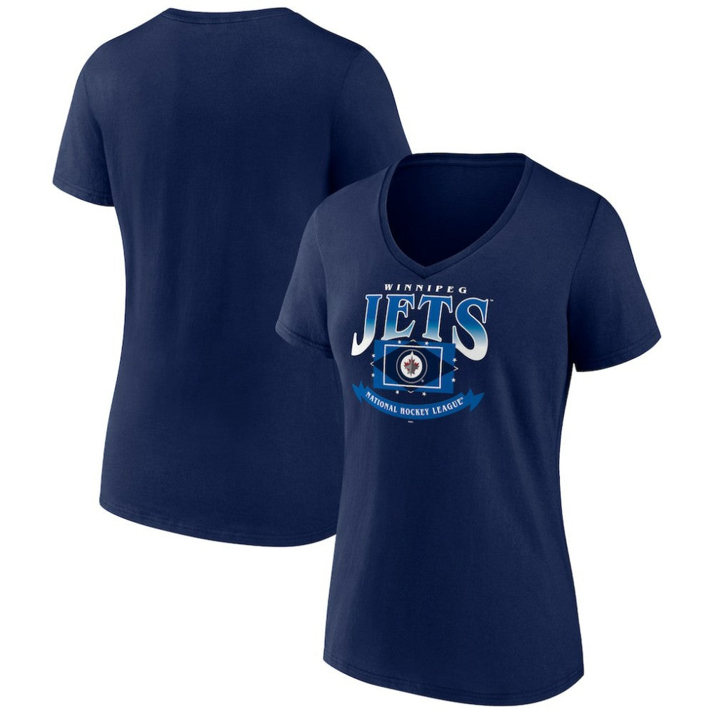 NHL Winnipeg Jets Women's Slapshot V-Neck T-Shirt - Navy