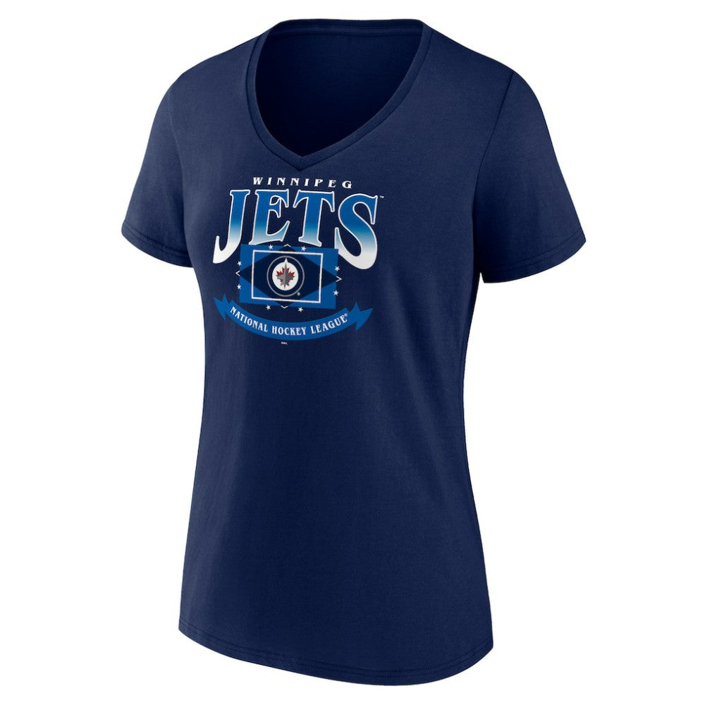 NHL Winnipeg Jets Women's Slapshot V-Neck T-Shirt - Navy