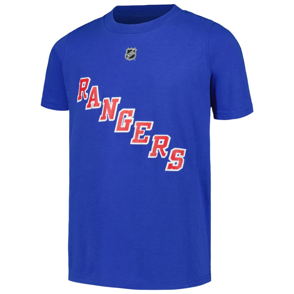 NHL Igor Shesterkin New York Rangers Youth Player Name & Number T-Shirt - Blue