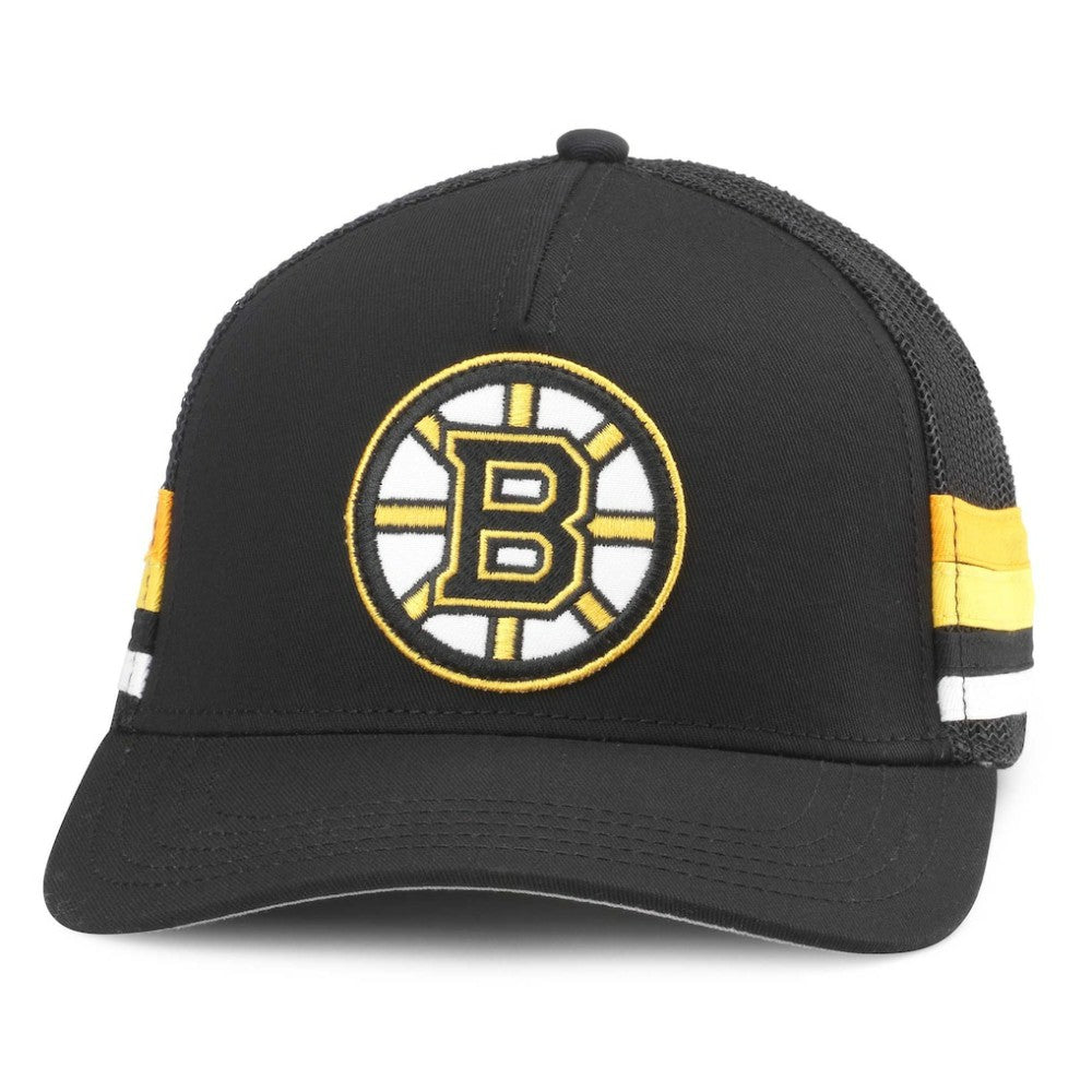 NHL Boston Bruins American Needle HotFoot Stripes Trucker Adjustable Hat - Black
