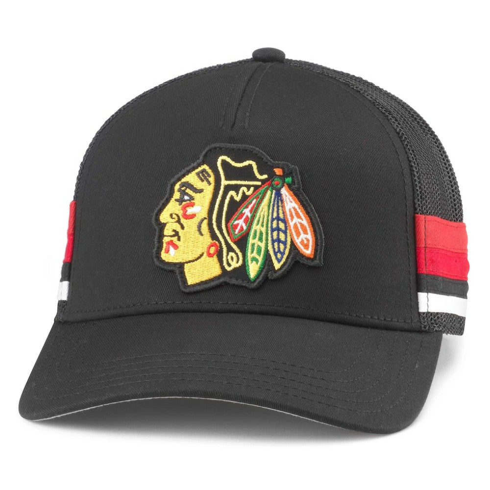 NHL Chicago Blackhawks American Needle HotFoot Stripes Trucker Adjustable Hat - Black