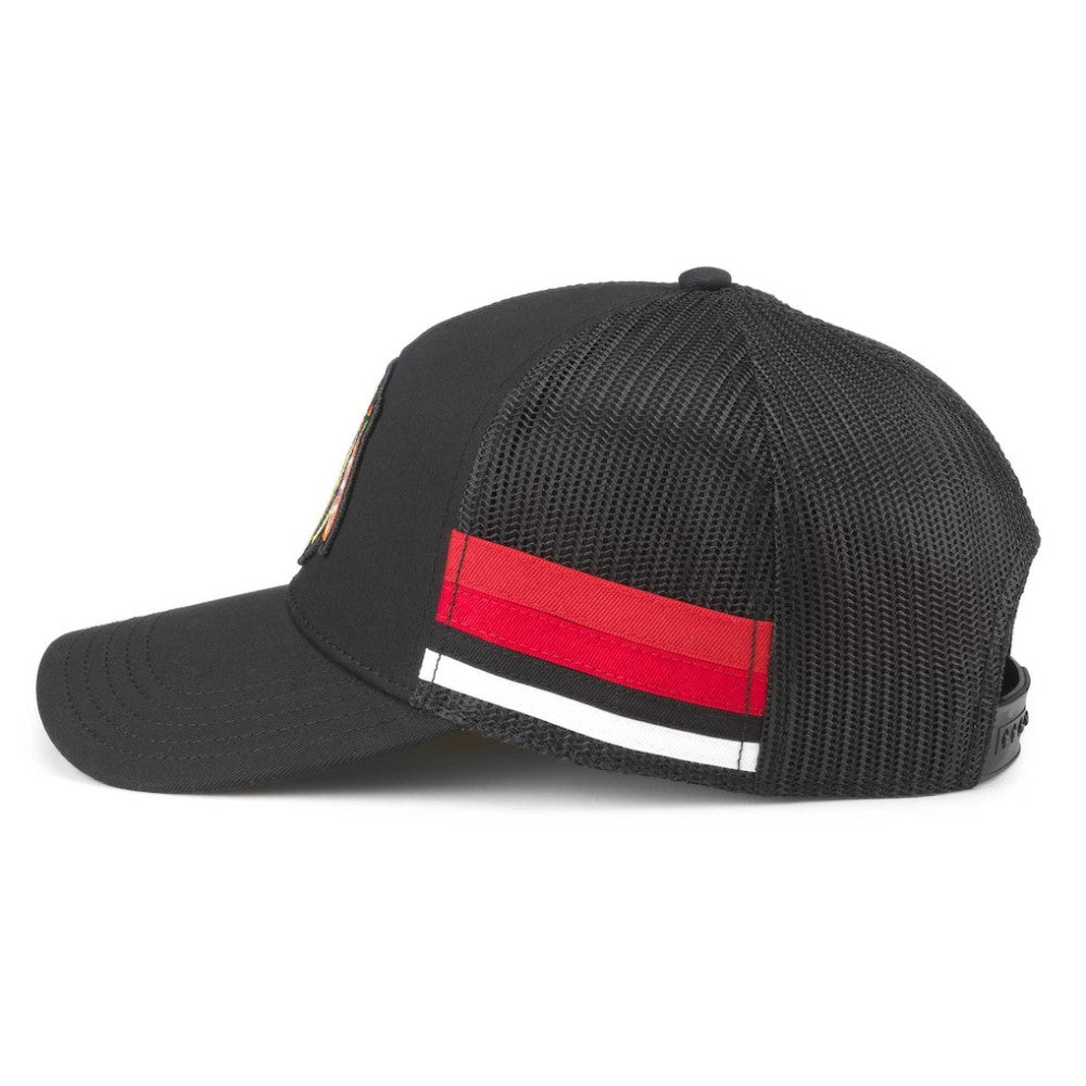 NHL Chicago Blackhawks American Needle HotFoot Stripes Trucker Adjustable Hat - Black