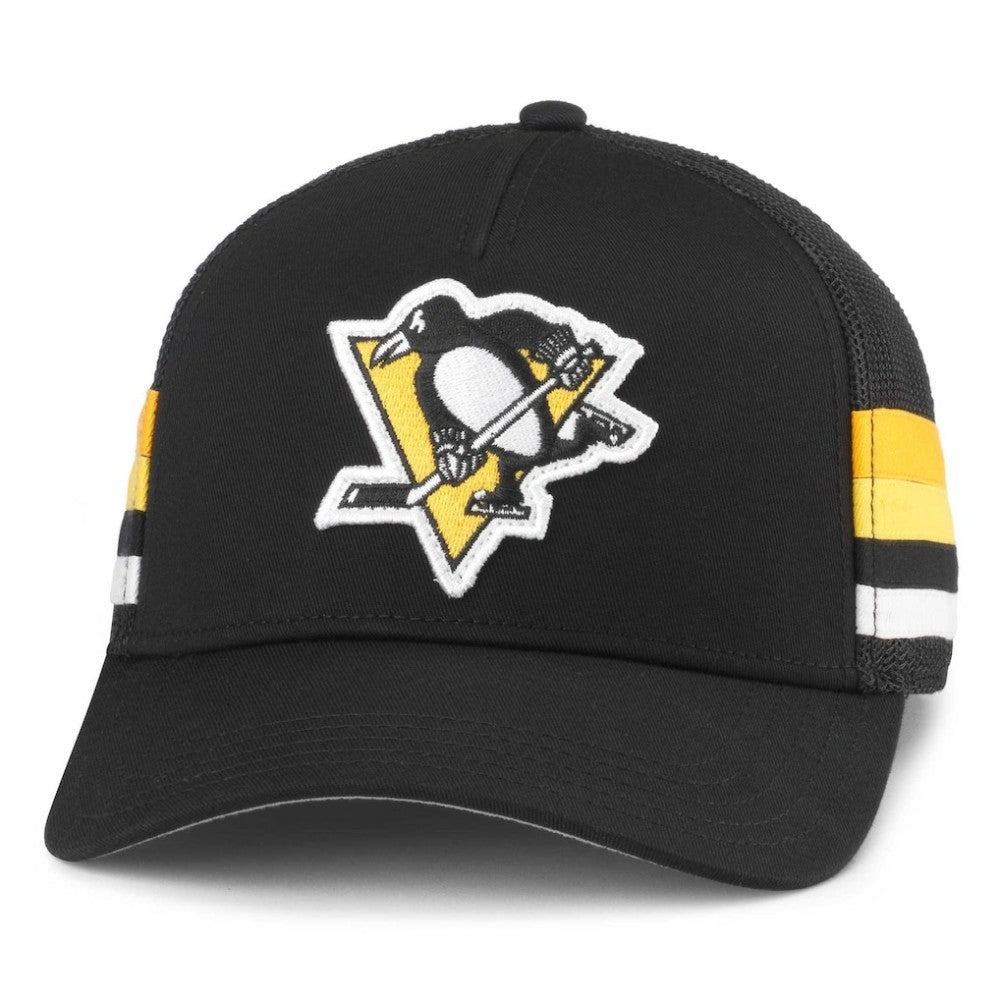 NHL Pittsburgh Penguins American Needle HotFoot Stripes Trucker Adjustable Hat - Black