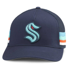 NHL Seattle Kraken American Needle HotFoot Stripes Trucker Adjustable Hat - Deep Sea Blue