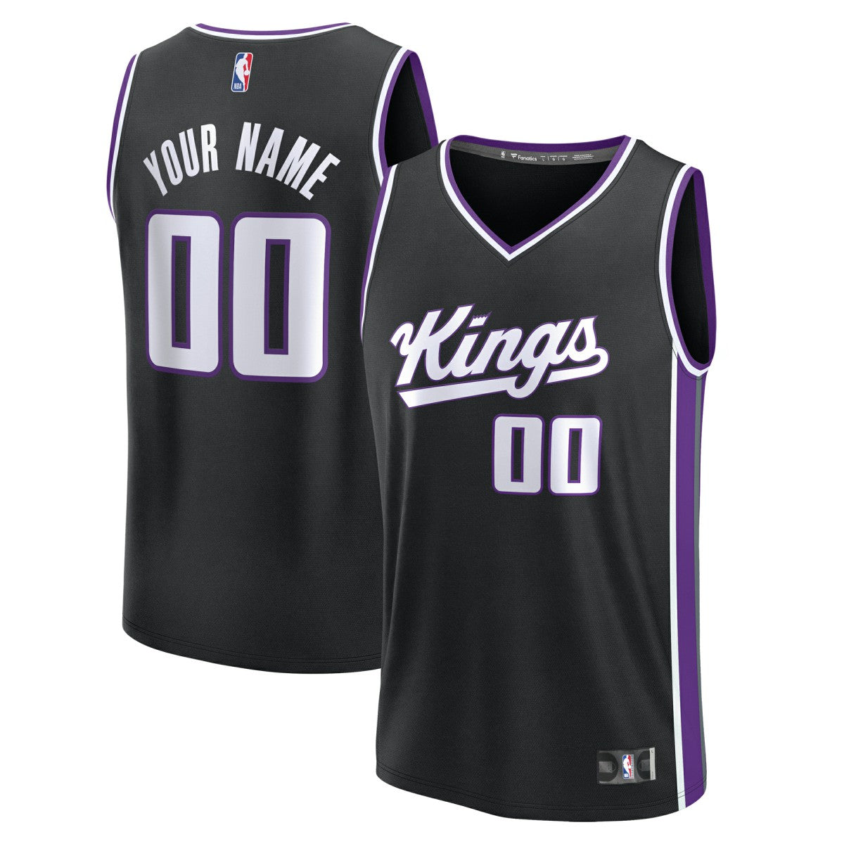 Sacramento Kings Youth Fast Break Custom Replica Jersey Black Icon Edition