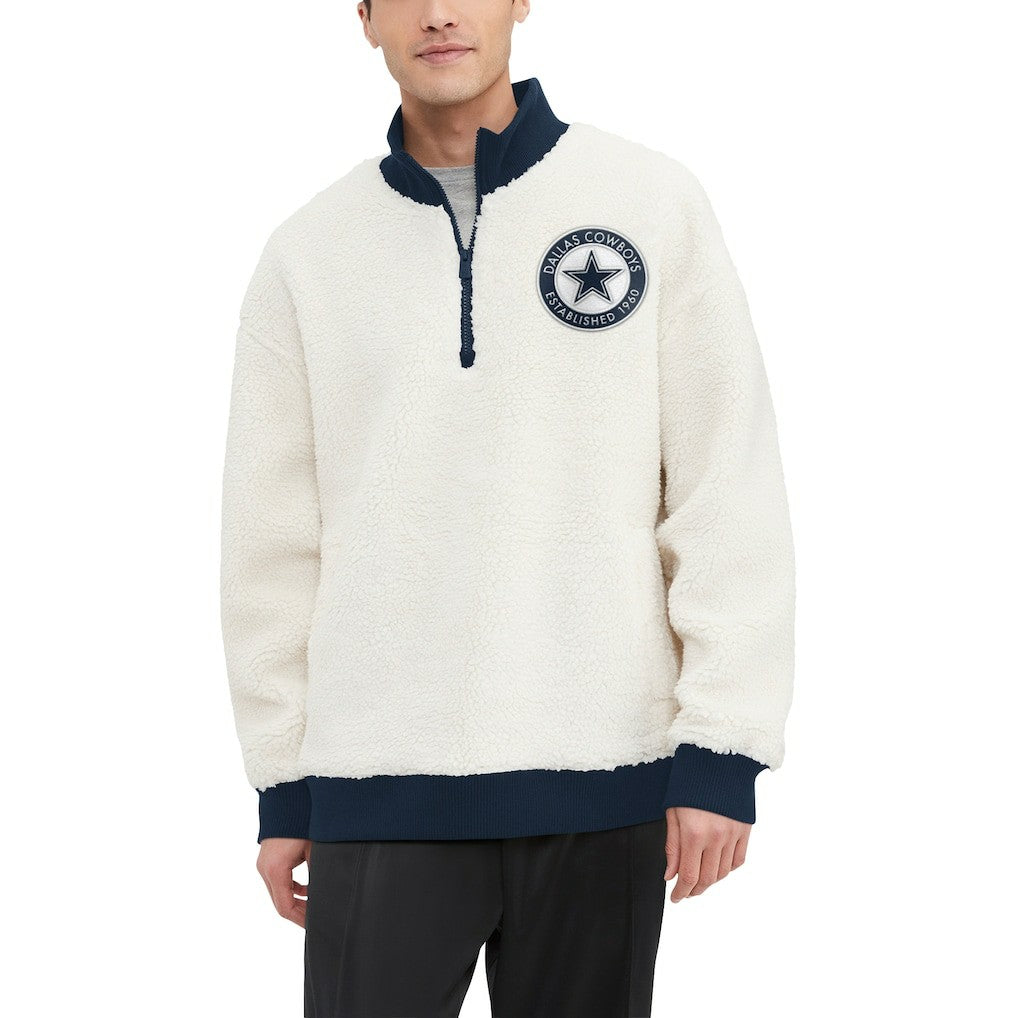 Dallas Cowboys Tommy Hilfiger Jordan Sherpa Quarter-Zip Jacket White