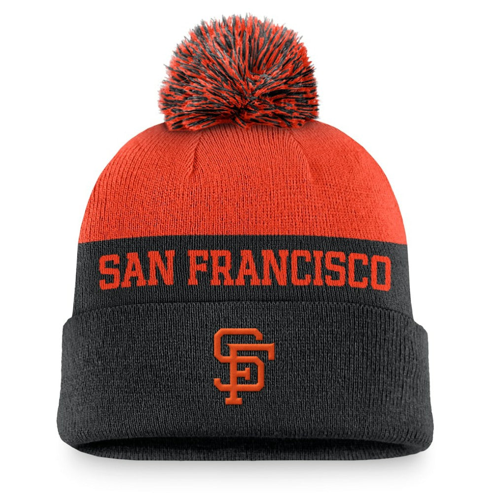 San Francisco Giants Nike Rewind Peak Cuffed Knit Hat with Pom - Black Hats