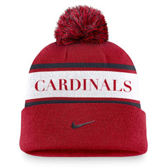 St. Louis Cardinals Nike Team Stripe Peak Cuffed Knit Hat with Pom - Red Hats