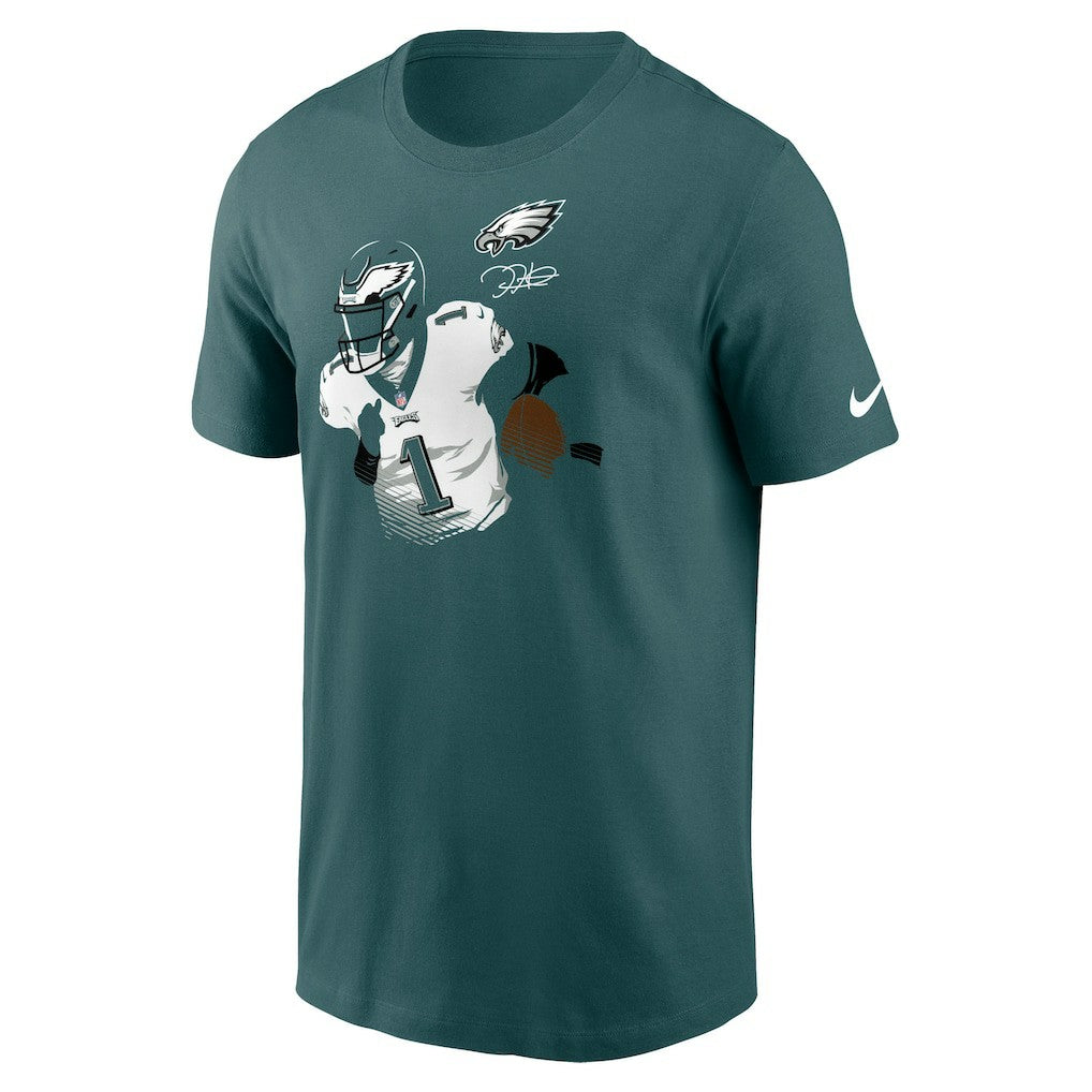 Jalen Hurts Philadelphia Eagles Player Graphic T-Shirt Midnight Green