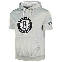 Brooklyn Nets Short Sleeve Pullover Hoodie Silver/White