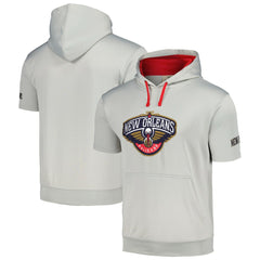 New Orleans Pelicans Short Sleeve Pullover Hoodie Silver/Red