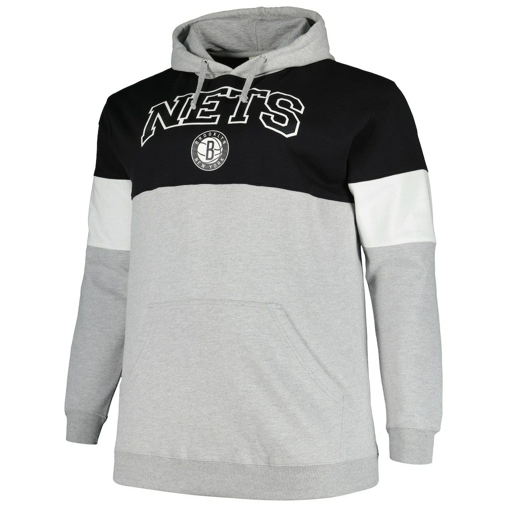 Brooklyn Nets Big & Tall Pullover Hoodie Black/White