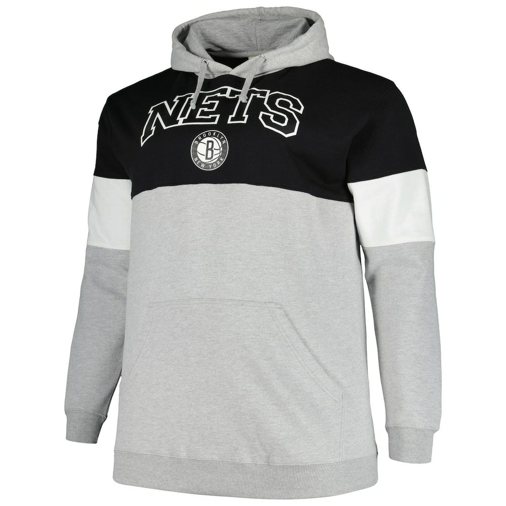Brooklyn Nets Big & Tall Pullover Hoodie Black/White