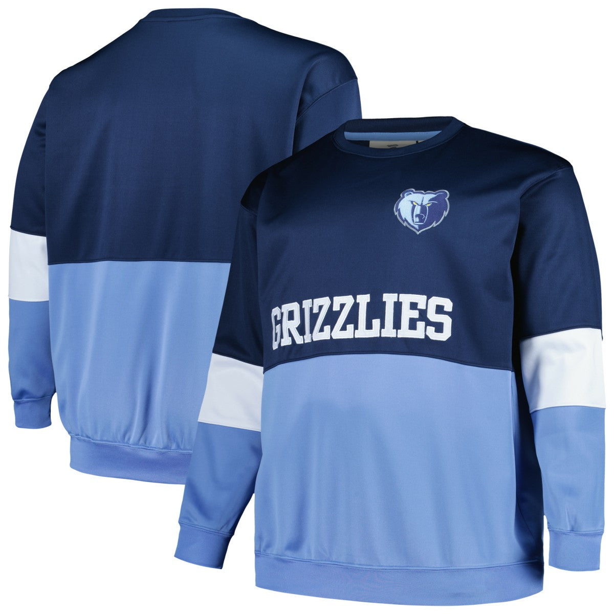 Memphis Grizzlies Big & Tall Split Pullover Sweatshirt Navy/Light Blue