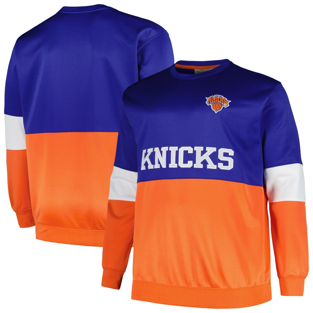 New York Knicks Big & Tall Split Pullover Sweatshirt Blue/Orange