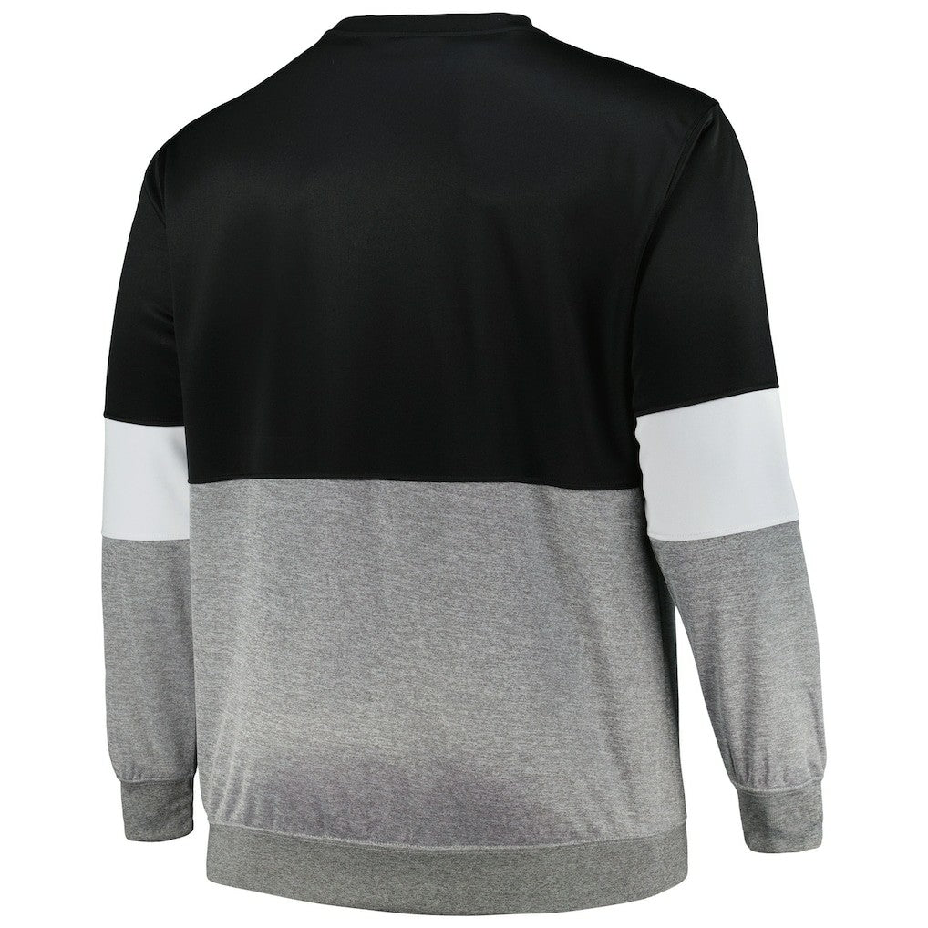 Brooklyn Nets Big & Tall Split Pullover Sweatshirt Black/Heather Gray