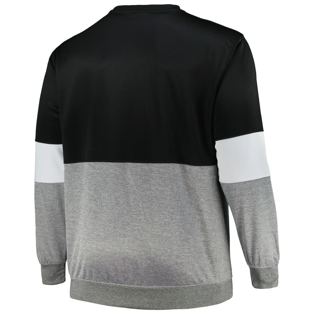 Brooklyn Nets Big & Tall Split Pullover Sweatshirt Black/Heather Gray