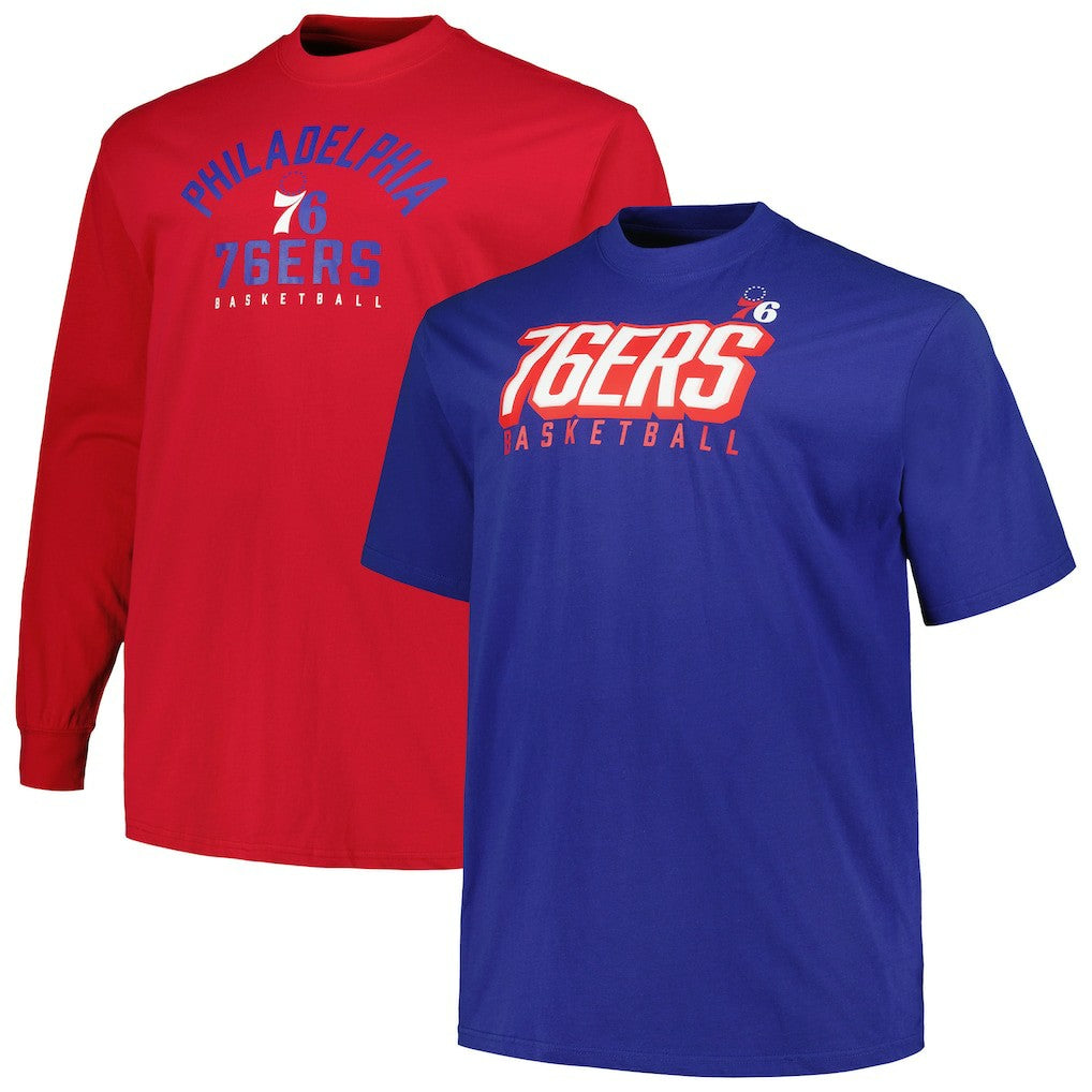 Philadelphia 76ers Big & Tall Short Sleeve & Long Sleeve T-Shirt Set Royal/Red