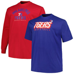 Philadelphia 76ers Big & Tall Short Sleeve & Long Sleeve T-Shirt Set Royal/Red