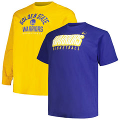 Golden State Warriors Big & Tall Short Sleeve & Long Sleeve T-Shirt Set Royal/Gold