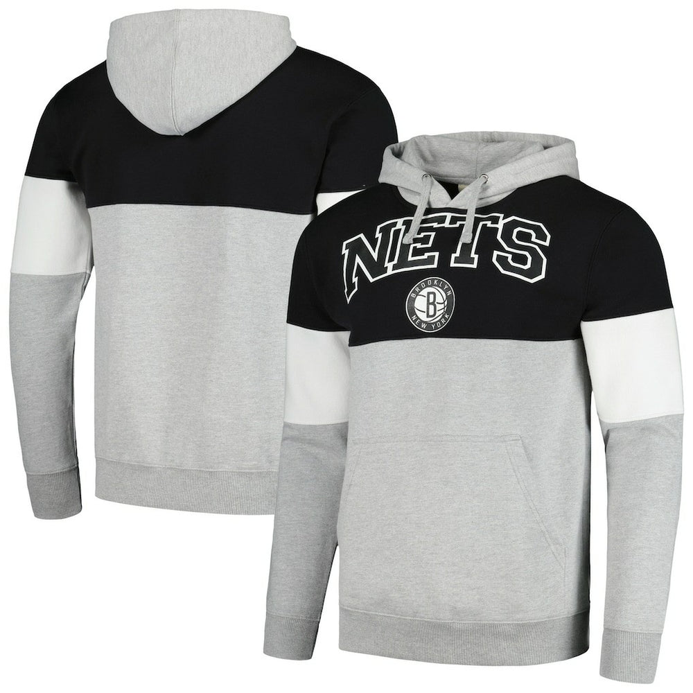 Brooklyn Nets Contrast Pieced Pullover Hoodie Black